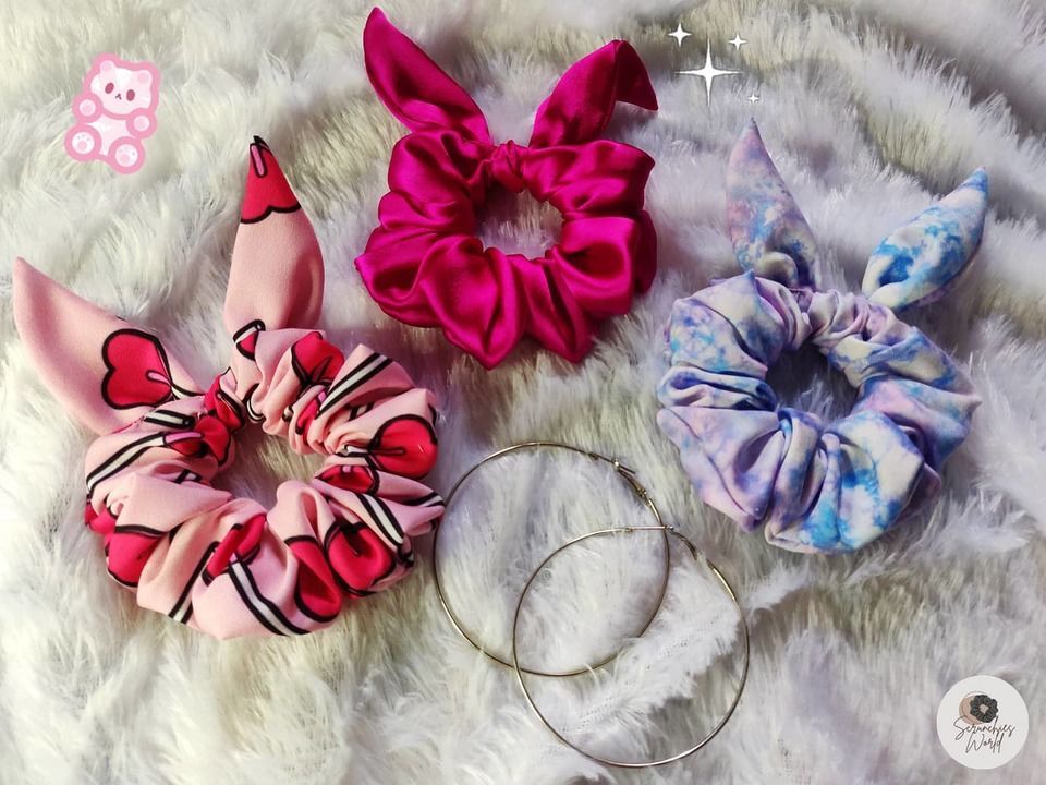 Pink Bunny ears Scrunchies Combo uploaded by Myscrunchies_world on 6/15/2021