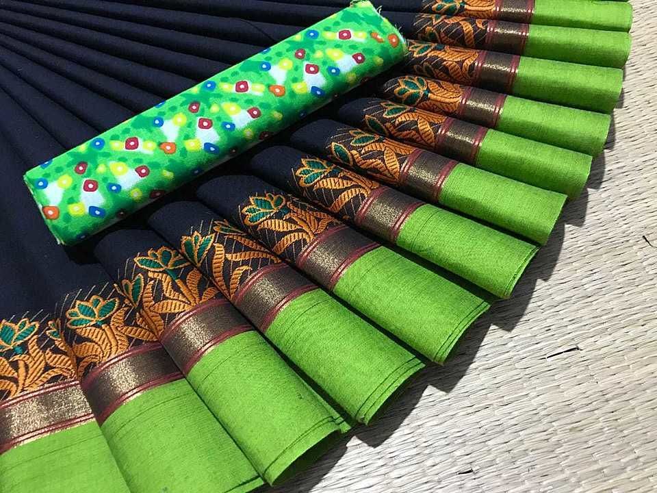 80 count's with running  blouse  Saree  with  extra  Kamalmkari  blouse  uploaded by business on 8/14/2020