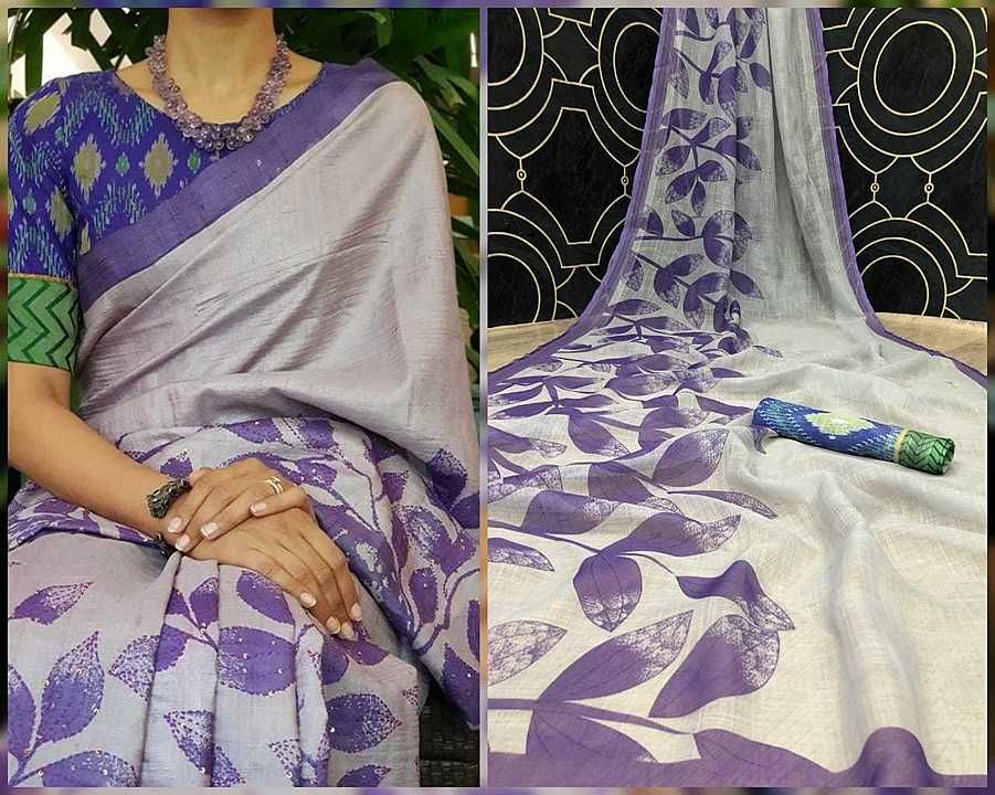 Pure Linen and Silver jari blouse  uploaded by Aman Saree House on 8/14/2020