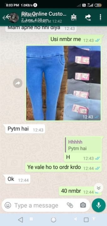 Post image I want 1 Pieces of I want this jegging in combo of 3 below ₹500 reseller stayyyy away pls .
Chat with me only if you offer COD.
Below is the sample image of what I want.