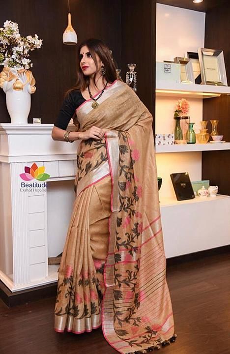 👆👆👆👆
👉JACQUARD WEAVING SLUB LINEN MATERIALS  Saree With Blouse uploaded by Hasan Manufacture on 8/14/2020