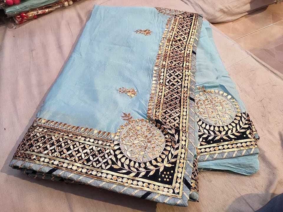 Pure chinnon Saree  uploaded by Folklore ethnic store  on 8/14/2020