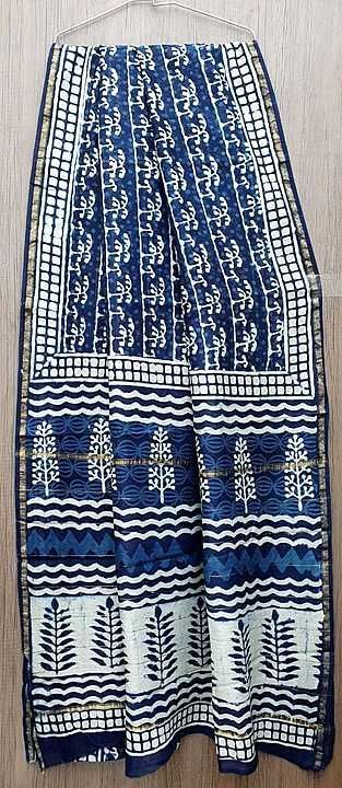 Post image Handblock print chanderi silk saree with blouse 
Sarees length 
5.5mtr 
Blouse  80cm