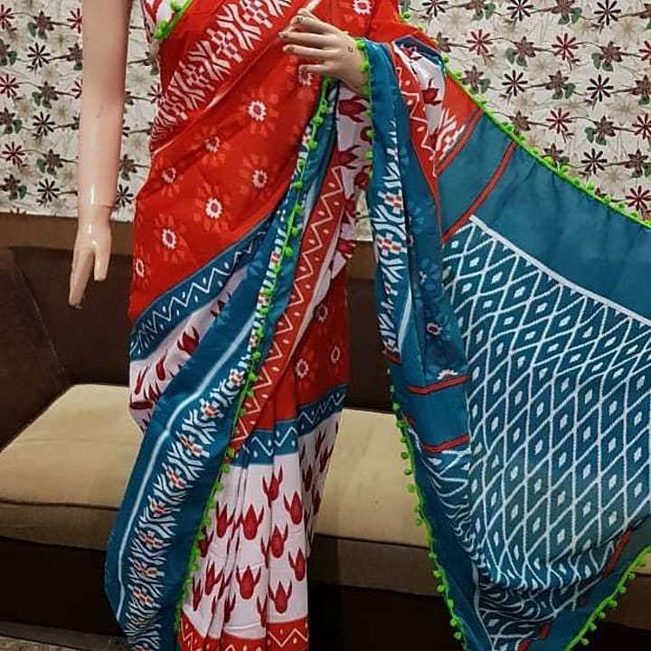 Cotton mulmul saree with blouse  uploaded by business on 8/14/2020
