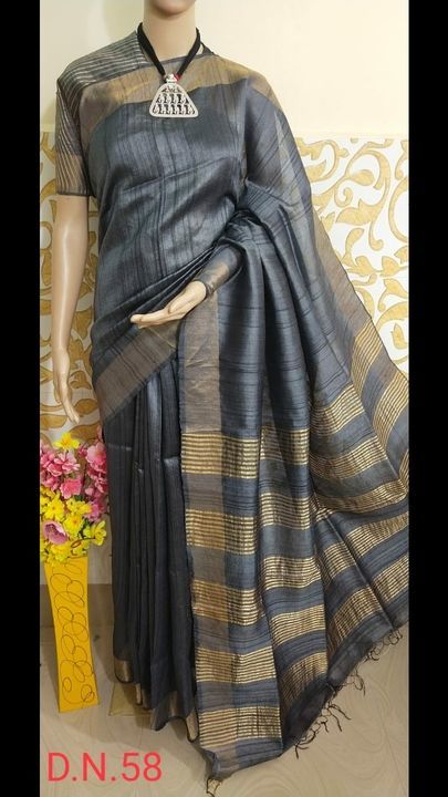 Pure silk Tusser by desi kheba plane saree uploaded by SHADAB TEXTILE on 6/17/2021