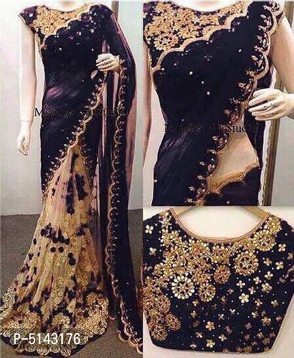 New Trendy Net Embroidered Saree with Blouse piece uploaded by business on 6/17/2021