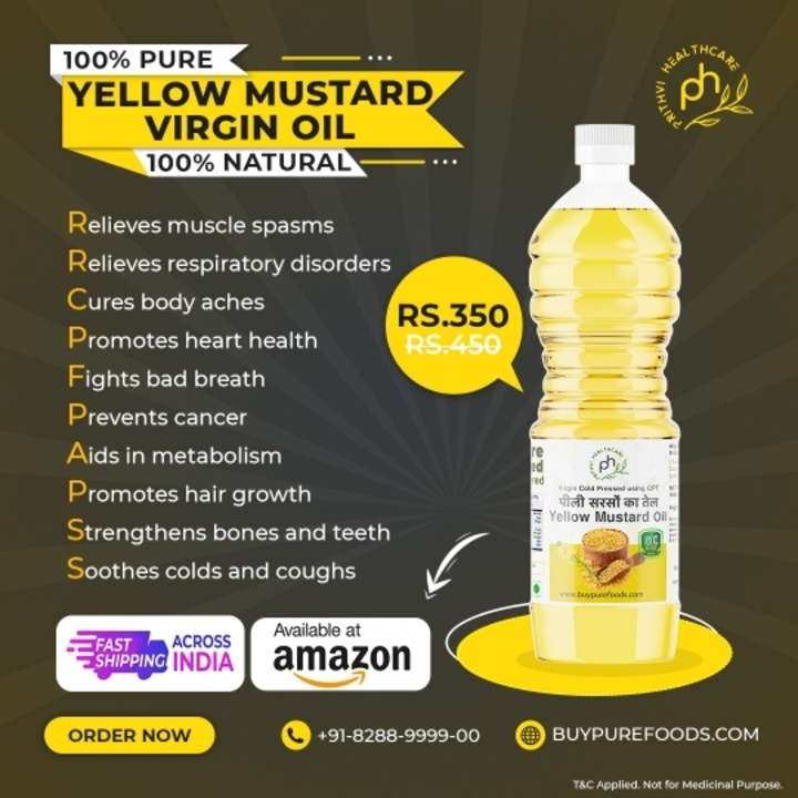 Yellow Mustard oil uploaded by Prithvi Healthcare ( ORGANIC ) on 6/18/2021