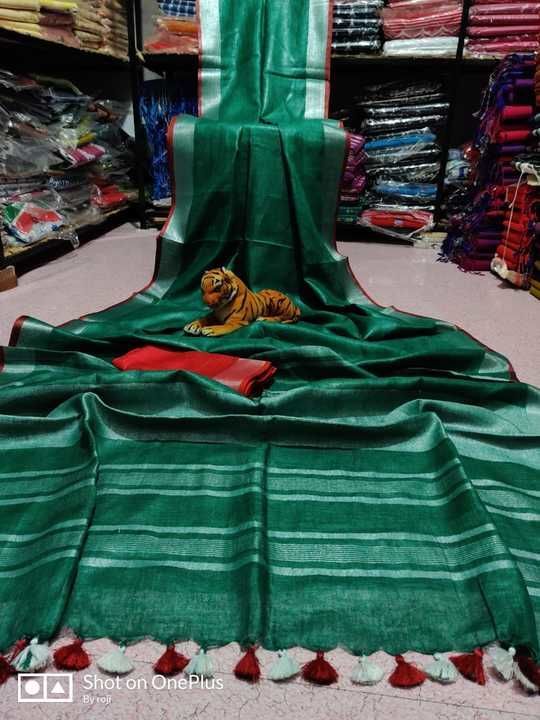 Semi linen saree  uploaded by AKHTAR HANDLOOM on 6/18/2021