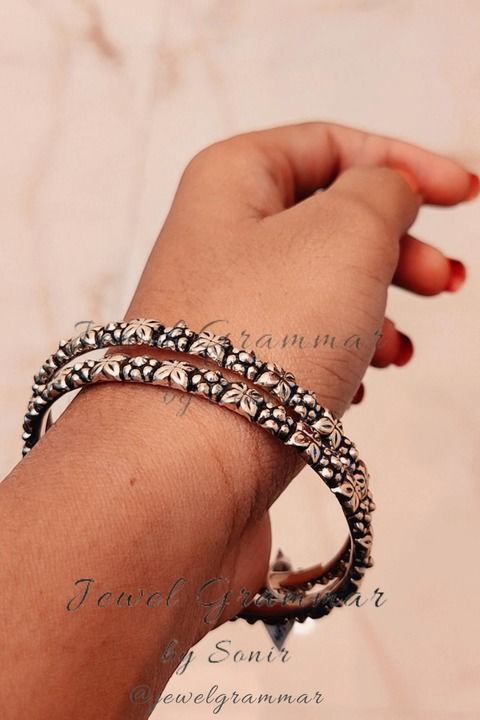 Oxidised silver bangles uploaded by business on 6/18/2021