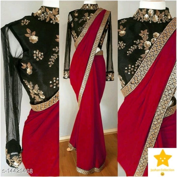 Designer red colour fashionable women saare uploaded by business on 6/18/2021
