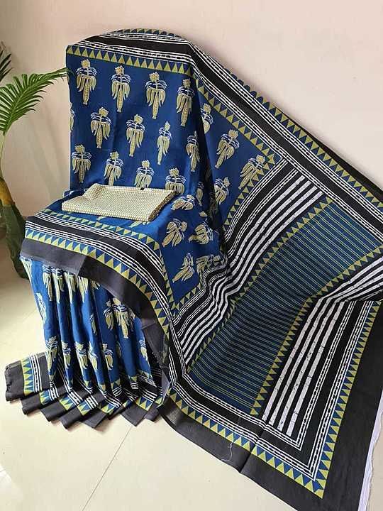 Sarees cotton bagru printed with bp
 uploaded by Ajay hand printing works on 8/15/2020