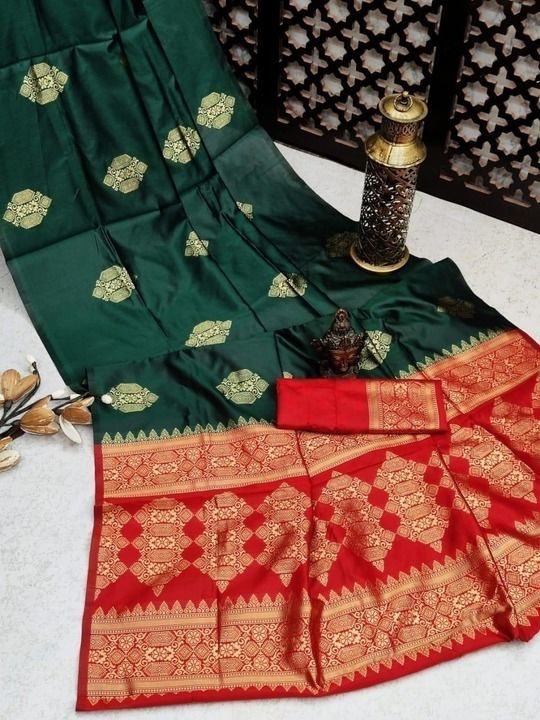 Post image FABRIC : SOFT LICHI SILK CLOTH.
DESIGN : BEAUTIFUL RICH PALLU &amp; JACQUARD WORK ON ALL OVER THE SAREE.
BLOUSE : CONTRAST WITH EXCLUSIVE JACQUARD BORDER.
ONLY @ *600/-+$*
          100% Best Quality
*Note- beware of copy items*