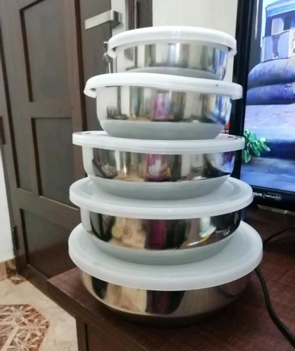 5 Combo of Steel Containers with lid now at just 380 uploaded by Chikkuzz fashion store on 6/19/2021