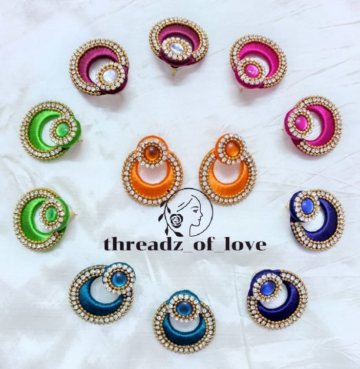 Silk thread earrings uploaded by Threads of Love on 6/19/2021