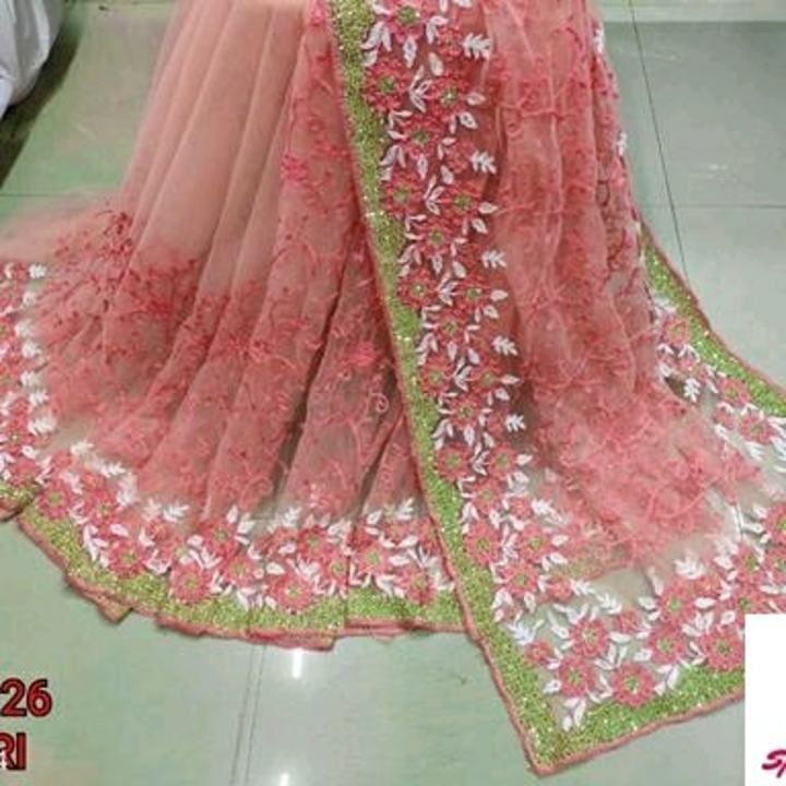Net embroidered Saree uploaded by Sandhya Baderia on 6/20/2021