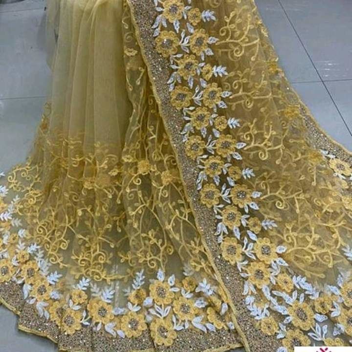 Net embroidered Saree uploaded by Sandhya Baderia on 6/20/2021