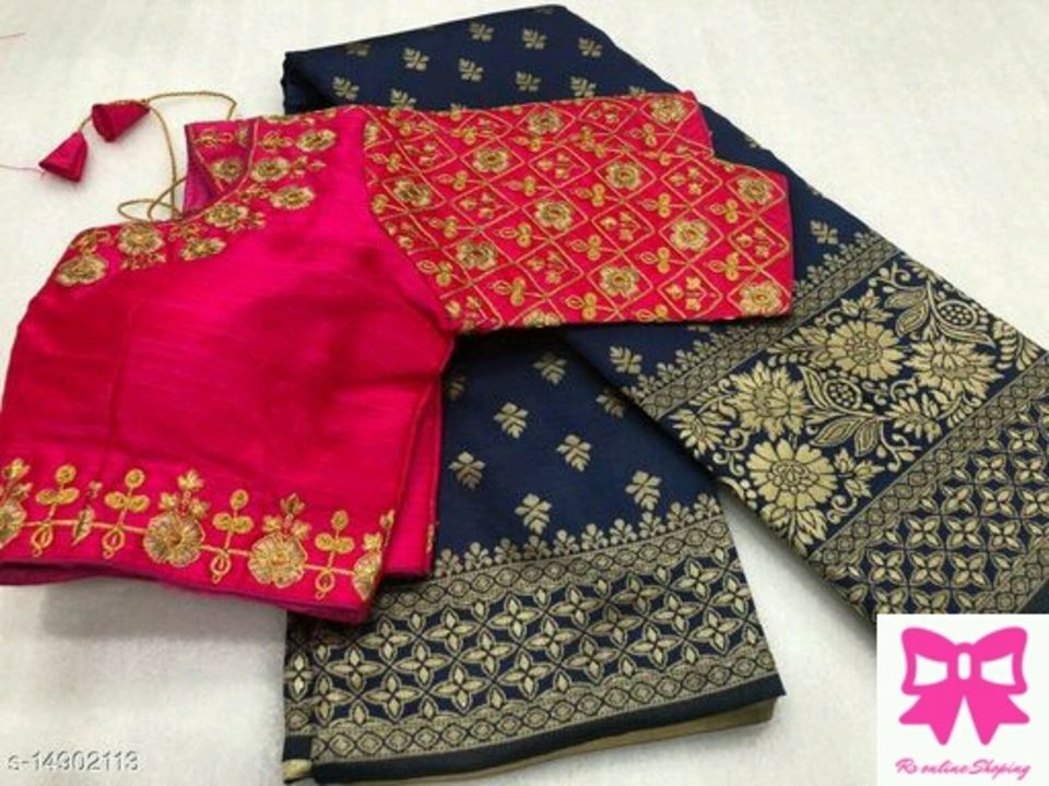 Post image Alisha Refined SareesSaree Fabric: Banarasi SilkBlouse: Stitched BlouseBlouse Fabric: Art SilkMultipack: SingleSizes: Free Size (Saree Length Size: 5.5 m, Blouse Length Size: 0.8 m) Dispatch: 1 Day