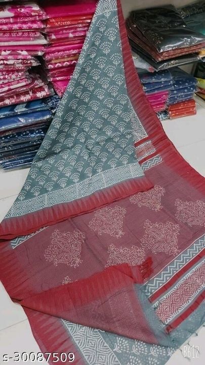 Post image Hand block printed cotton silk saree