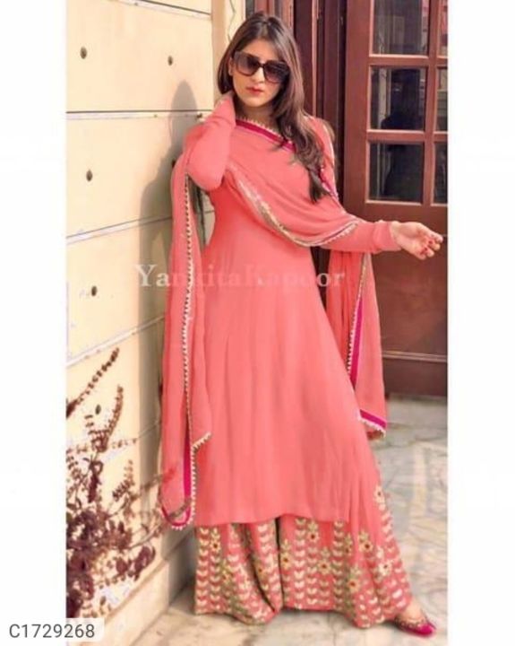 Post image *Catalog Name:* Luxurious Solid Rayon Kurti Palazzo Set
*Details:*Description: 1 Piece of Kurti and 1 Piece of Palazzo and 1 Piece of DupattaFabric; Kurti: Rayon, Palazzo: Rayon, Dupatta: RayonLength; Kurti: 46 In, Palazzo: 38 InSize; Kurti: M-38, L-40, XL-42, XXL-44, Palazzo: Free Size (Upto 42), Dupatta: 2 MtrWork; Kurti: Solid, Palazzo: Embroidered , Dupatta: Solid With Lace BorderType: StitchedDesigns: 4
💥 *FREE Shipping* 💥 *FREE COD* 💥 *FREE Return &amp; 100% Refund* 🚚 *Delivery*: Within 7 days