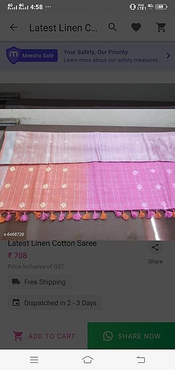 Linen cottan saree uploaded by business on 8/15/2020