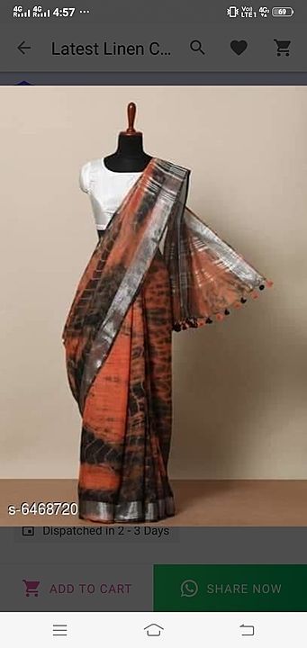 Linen cottan saree uploaded by business on 8/15/2020