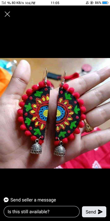 Post image Fabric earrings at reasonable price 
Colour and letter customization available