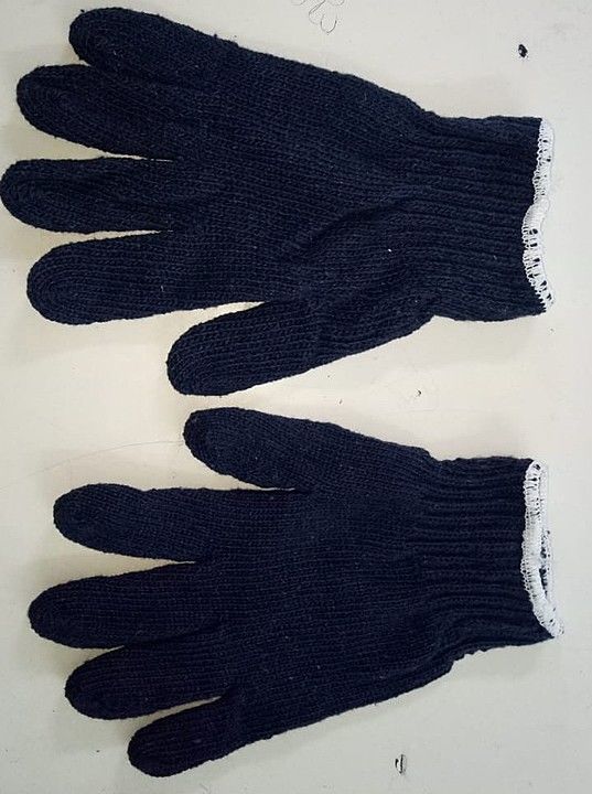 Knitted cotton gloves blue uploaded by business on 8/15/2020
