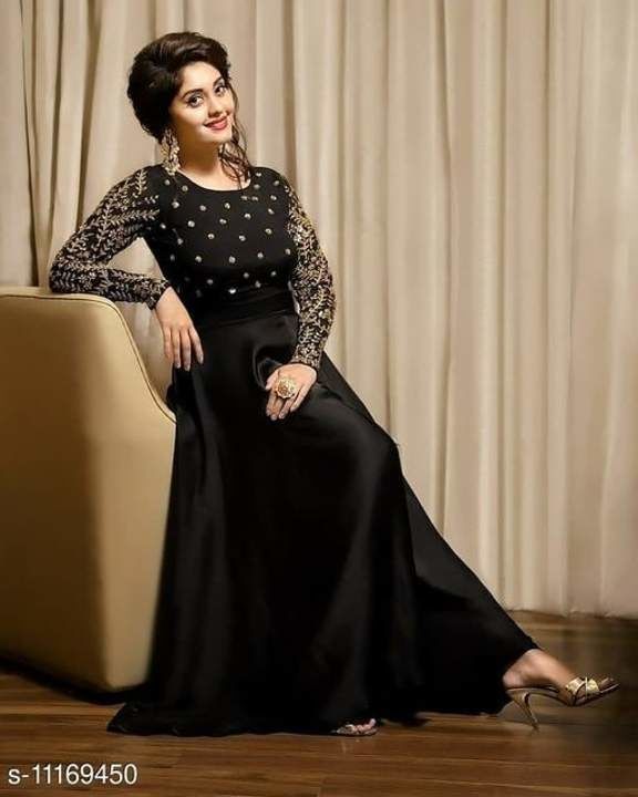 Black long gown uploaded by Best quality products  on 6/21/2021