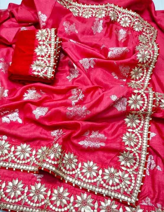 Post image *New Exclusive Wow Looking Designer Party Wear Saree* best dola silk fabric zari gottapati work Designer sareeswith beautiful designer blouse designer border Rate - *850+$*