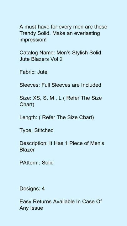 Men's Stylish Solid Jute Blazers  uploaded by Santoshidevi fashion line  on 6/21/2021