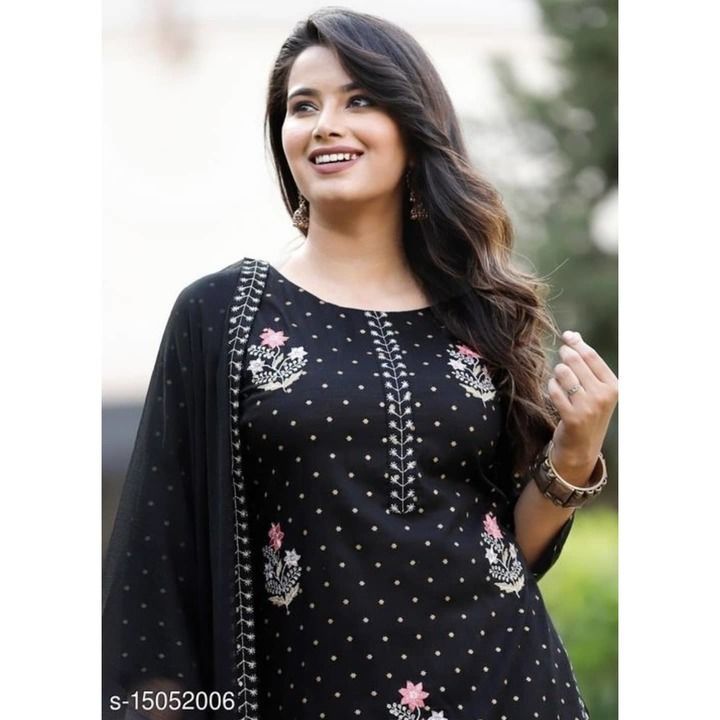BLACK KURTI WITH PANT AND DUPPTA uploaded by Best quality products  on 6/22/2021