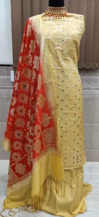 Banarasi katan silk.three piece suit uploaded by Banarasi Weavers on 6/22/2021