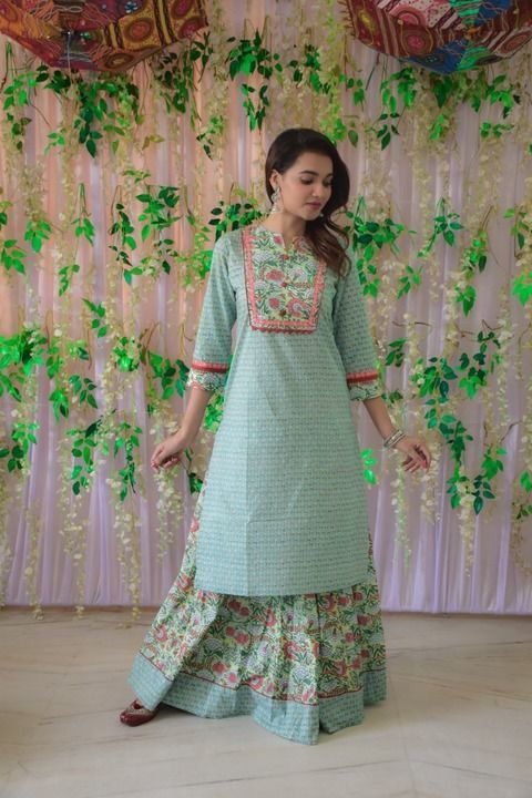 Post image New collection of cotton  bagru print skirt and long kurta set....

Sizes- 38-46
Kurta length 42
Skirt length 40
Skirt flair 5.30 mtr...

Contact my WhatsApp no.
8003662819