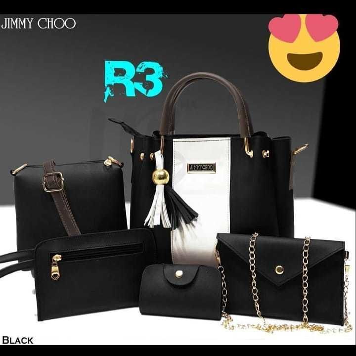 Post image 👜👜*NEW COLLECTION*👜👜

*JIMMY CHOO 5PCS COMBO LOOK MORE BEAUTIFUL*

THE BEST QUALITY

1) MAIN BAG WITH BACK CHAIN
2) SLING BAG
3) MONEY CARRYING POUCH
4) ENVELOPE SLING 
5) CREDIT CARD HOLDER

*ONLY AT 660/-*
Fix rate