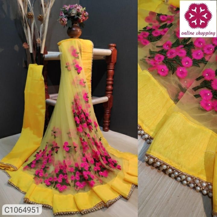 Product image with price: Rs. 750, ID: varnam-valuable-net-embroidered-sarees-09d53f8a