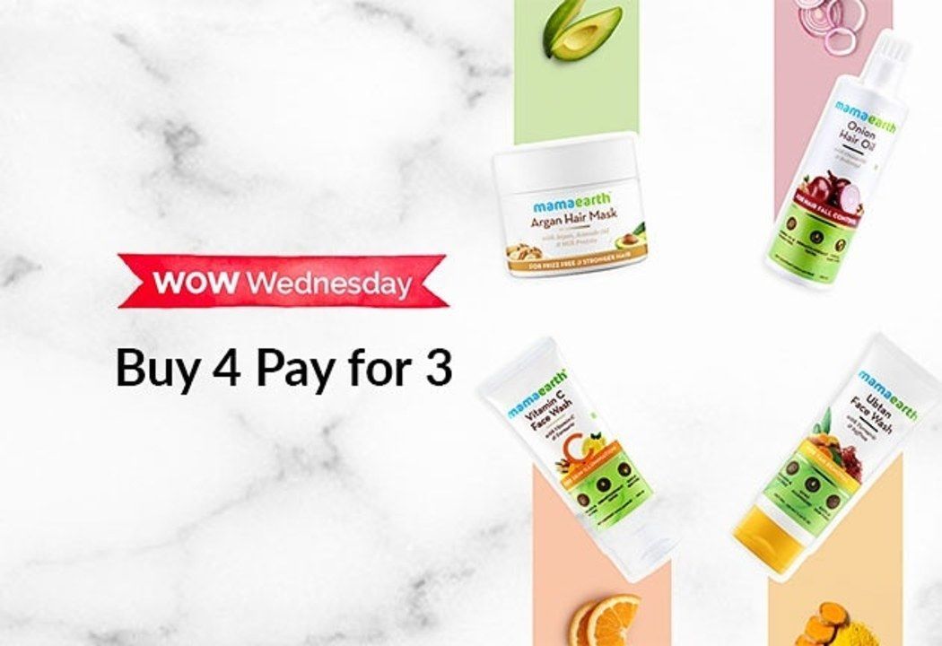 Post image Mamaearth WOW Wednesday Sale is LIVE! 
Buy 4 Pay For 3 + Flat 5% Off on Prepaid Orders | Code: B4P3 
GUARANTEED BEST DEAL!https://ekaro.in/enkr20210623s3118120