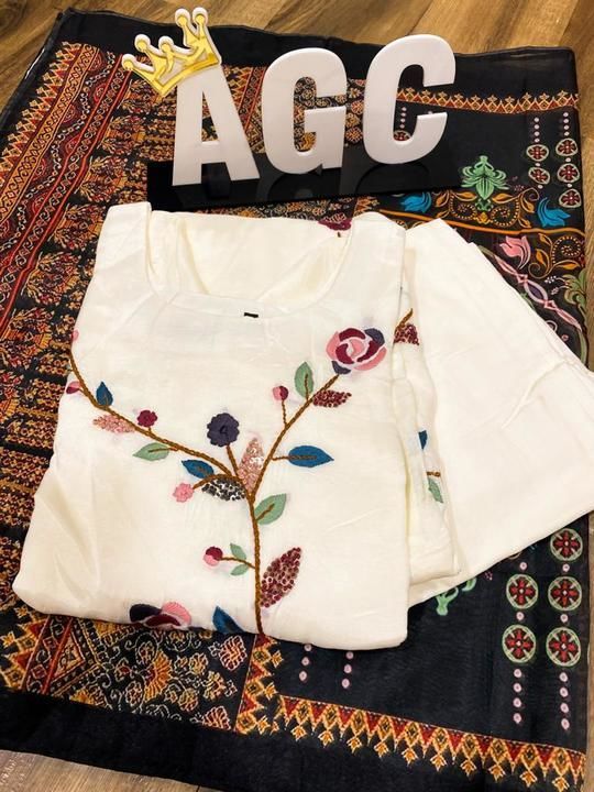 Post image *AGC*
(A new venture of NP)

*Restocked on huge demand*

Premium cotton kurti with beautiful embroidery all over paired with pant with embroidery &amp; digital print silk duppata......

Size 38 40 42 44 

MRP 1999 free ship
MG