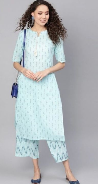 Women Rayon A-line solid long kurtis with plazzos uploaded by business on 6/24/2021