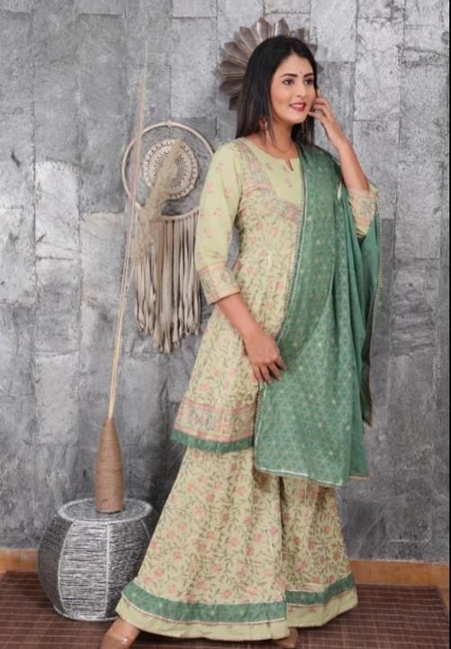 Post image *👗👗👗👗👗👗👗👗.   
*Make some Space in your wardrobe... Infuse a Unique Charm to your Personality with ds beautiful Outfit*
*Casual wear HEAVY TAJ COTTON KURTI WITH BEAUTIFULL PEPLUM WITH DUPATTA assures the wearer a Perfect Fit n Comfort.. Ds Stitches Set beautified with Latest Trend and Fashion as shown*
*Ideal for Casual Kitty Parties Outings n weekend Get Togethers*
*Pair it up with Heels n Stylish Accessories... This attractive Outfit will surelly fetch You Compliments for Ur Rich Sense of Style*

👗👗👗👗👗👗👗👗👗👗👗👗
*Product*- *HEAVY TAJ COTTON KURTI WITH BEAUTIFULL PEPLUM(SHARARA) WITH DUPATTA * *Type- Stitched*
*Fabric---**Kurti - COTTON**PEPLUM - COTTON **dupatta-COTTON**Care- HAND WASH*🛍🛍🎉 *Size. - M /38 L/40 Xl/42 XXL/44 XXXL 46*
*M.R.P.  1495/free shipping 
⭐ *Same Day Dispatch*✈️