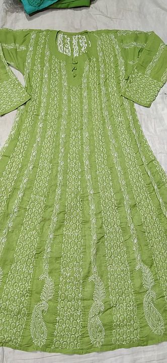 Post image Product name- Fancy Chikan Anarkali
Fabric- Cotton
Size- 40 to 46
Fine quality
Price- 1000