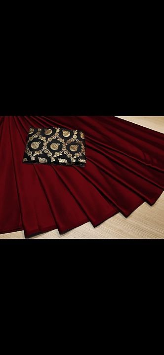 Satin plain saree with brocade blouse uploaded by Paavn Enterprise on 8/16/2020