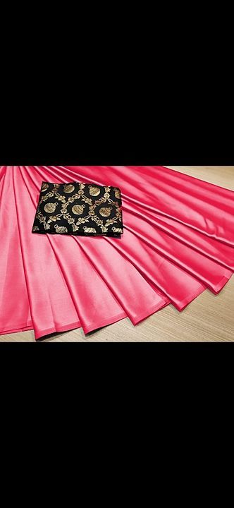 Satin plain satin saree with brocade blouse uploaded by business on 8/16/2020