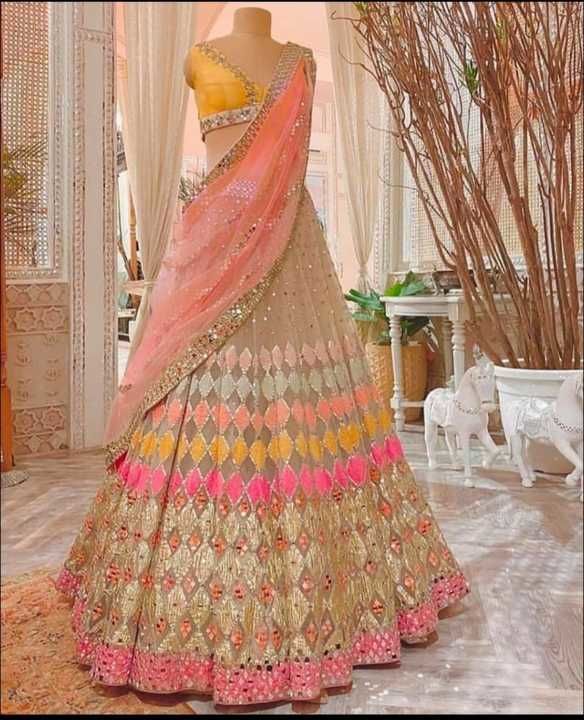 Multicolor Lehenga choli on Net with silk fabric on embroidery work LC 19 uploaded by 24 Fashion on 6/25/2021