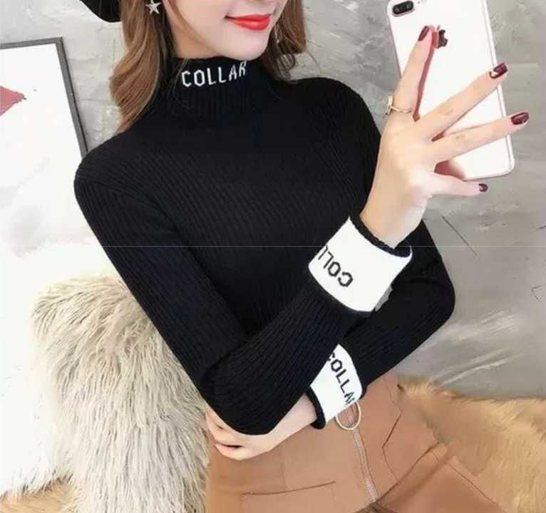 Beautiful korean fashion style letter work Turtleneck full sleeve knitting tops  uploaded by business on 6/25/2021