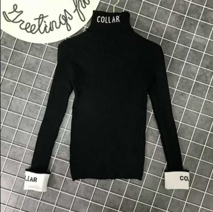 Beautiful korean fashion style letter work Turtleneck full sleeve knitting tops  uploaded by Classy suits and dresses on 6/25/2021
