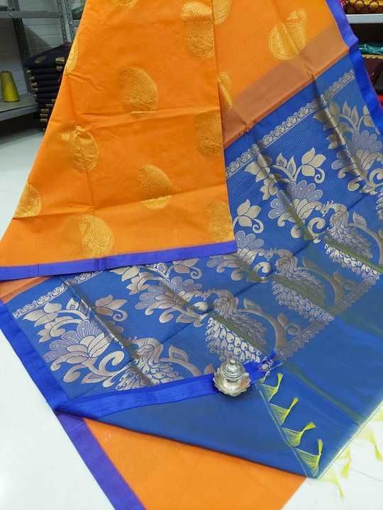 Post image 📯📯 *NEW ARRIVALS* 📯📯🆕
✅ PIPPING BORDER MUSRUS COTTON SAREES
📍 _Rich eleghant jari pallu_
📍 *Contrast pallu and blouse matching with border*
📍 _Superb shoulder butta work and body work_
📍 *High quality thread used for soft feel, 🆒 feel the quality*
💥 Price ~1199~Resellers price *849+$*