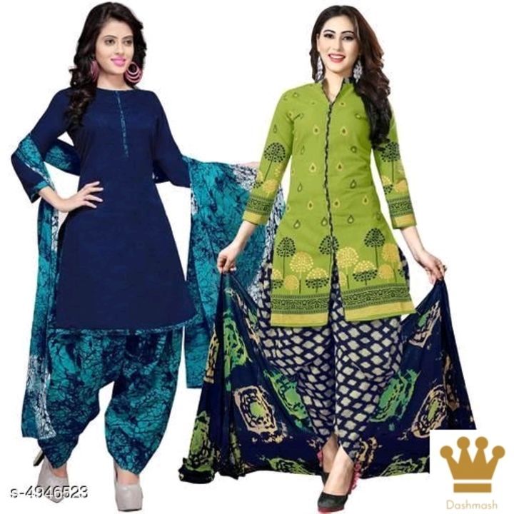 Post image Top Fabric: Cotton + Top Length: 2 MetersBottom Fabric: Cotton + Bottom Length: 2.25 MetersDupatta Fabric: Cotton + Dupatta Length: 2 MetersLining Fabric: No LiningType: Un StitchedPattern: Printed,SolidMultipack: Pack of 2Mrp- 750 rs/-Free home delivery cash on delivery also available