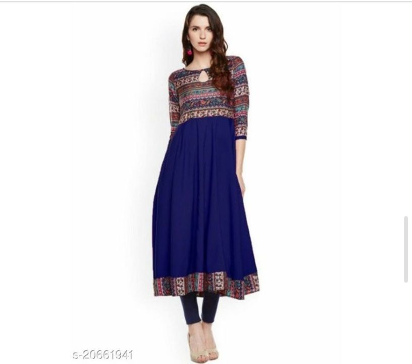 Embroidered Angrakha style Long kurti cum gown. uploaded by Fashionable_kurties_collection on 6/26/2021