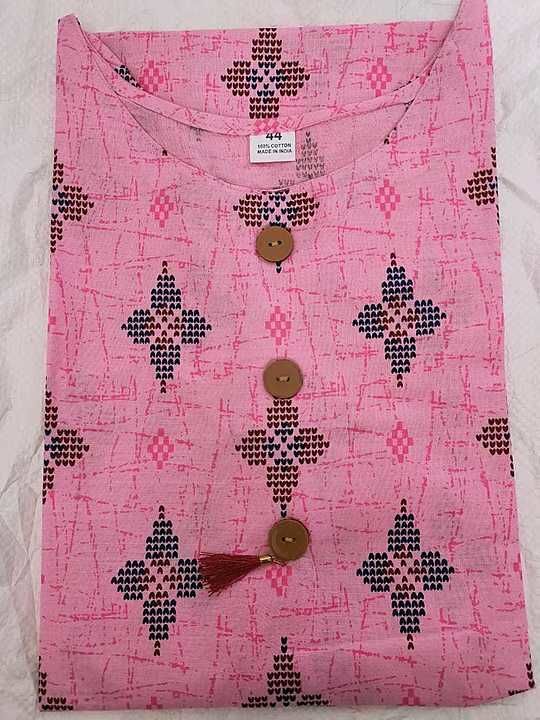 Post image Straight cotton printed kurti
Length 40"
Size (44-XXL) only 
Fabrice cotton printed
*Rate 275/-*
Free shipping