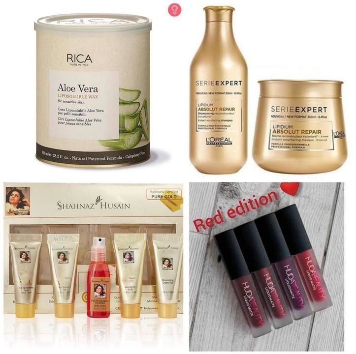 Post image Hey Guys Check My New Products🔥😍..*BEST DEAL PACK*
RICA ALOE VERA WAXWEIGH 1KG
SHAHNAZ HUSSAIN GOLD FACIAL KITWEIGH 200GM
LOREAL SERIES EXPERT GOLD SHAMPOO+SPAWEIGH 300ML+200GM
HUDA MINI 4 LIQUID MATTE RED EDITION OR PINK EDITION LIPSTICK PACK
SHIPPING FREE
FINAL PRICE - 1300/- ONLY
HURRY UP 😀